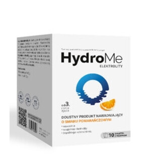 HydroMe Electrolytes Produs de rehidratare orală cu aromă de portocale, 10 unități - Termen lung de valabilitate!