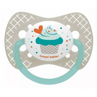 Canpol, chupete, silicona, simétrico, 0-6m Cupcake 23/282, gris, 1 ud.