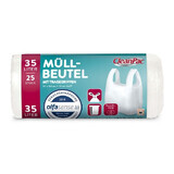 CleanPac, Sacchetti per rifiuti con manici, 35l, 25 pezzi