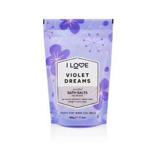 I Love Sales de Baño Perfumadas Sales de Baño Calmantes y Relajantes Sueños de Violeta, 500g