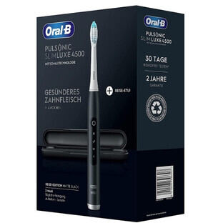 Oral B, Pulsonic Slim Luxe 4500, periuță de dinți electrică, negru mat cu cutie de călătorie, 1 buc