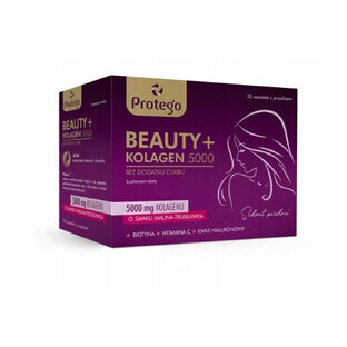 Protego Beauty + Collagen 5000 framboise et fraise, 30 sachets