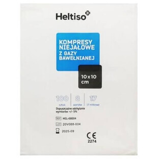 Heltiso, compresses de gaze en coton non tissé, 17 fils, 8 couches, 10 x 10 cm, 100 pcs - Longue durée de vie !
