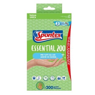Spontex, Essential, Guantes, 200 piezas