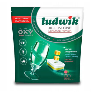 Ludwik All in One Ultimate Power Tablettes pour lave-vaisselle Pamplemousse, 80 pièces
