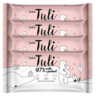 Luba Tuli Lingettes humides pour bébés et enfants 97% d'eau et panthénol, 4 x 60 pièces