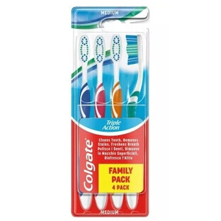 Brosse à dents Colgate Triple Action, moyenne, 4 pièces