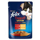 Felix, Katzenfeuchtfutter für ausgewachsene Katzen, Rind und Geflügel, 85g