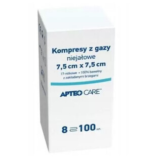 Apteo Care, tamponi di garza, non irritanti, 7,5x7,5 cm, 100 pezzi - Lunga durata!