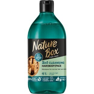 Nature Box For Men Shampooing purifiant à l'huile de noix 3en1 et Formu 3en1, 385ml
