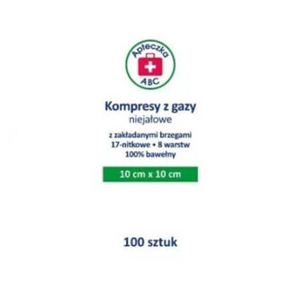 Tamponi di garza non lavanda, 17 fili, 8 strati, 10x10cm, kit di pronto soccorso ABC, 100 pezzi - Lunga durata!