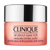 Clinique All About Eyes Crema Contorno de Ojos para reducir líneas finas, arrugas, ojeras y líneas de expresión, 15ml