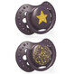 Lovi, Ciuccio in silicone, dinamica Stardust 3-6m 22/893 viola, 2 pezzi