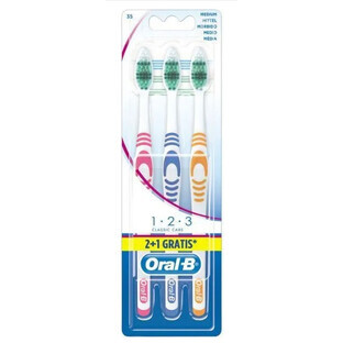 Spazzolino Oral-B 1,2,3 Classic, medio, 3 pezzi