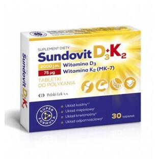Sundovit D3 + K2, 30 comprimés