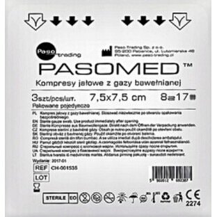 Tamponi autoadesivi, Pasomed, 17 fili, 8 strati, 7,5 cmx7,5 cm, 3 pezzi - Lunga durata!