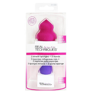 Real Techniques 2 Miracle Sponges + 2 Statieven Make-up spons set x2+Statief x2