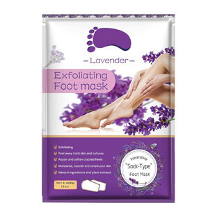 Aliver, Lavanda, mascarilla exfoliante para pies, 1 ud.