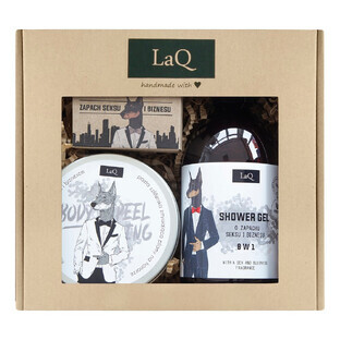 Set de ducha LaQ Doberman, 500ml + jabón 85g + exfoliante corporal 200ml