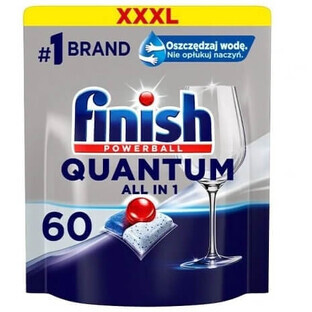 Finish Quantum Quantum Todo en 1 cápsulas lavavajillas Powerball pastillas 60 uds fresco
