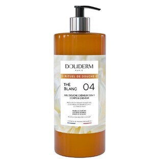 White Tea 2 in 1 gel de dus &amp; sampon cremos cu extract de ceai alb, Doliderm, 1 L