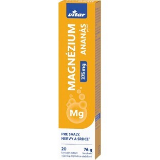 Vitar MAGNESIUM 375 mg avec arôme ananas 20 comprimés effervescents