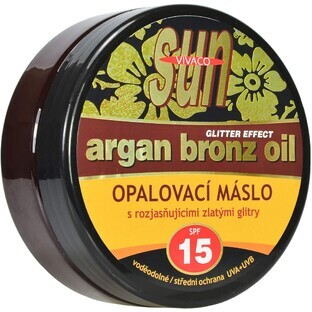 Vivaco Argan Oil Sunscreen Butter with Golden Glitter SPF15, 200 ml