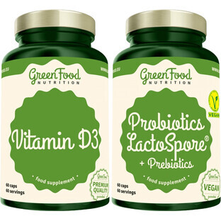 GreenFood Nutrition Probiotic Lactospore® Probiotika + Präbiotika + Vitamin D3 2 x 60 Kapseln
