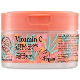 Oblepikha C-Berrica Almohadillas de algodón ultrabrillantes, espino amarillo C-Berrica, vitamina C 20 uds.