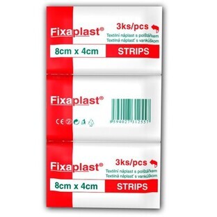 Fixaplast Textile patch strips 8 x 4 cm with pad 3 pcs