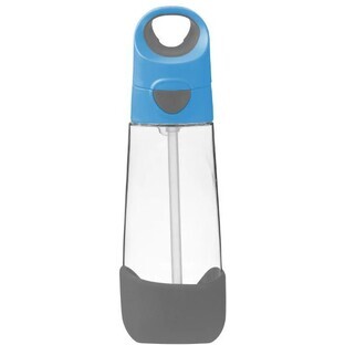 B. lata 600 ml botella azul/gris con pajita