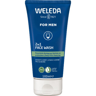 Weleda For Men 2in1 gel nettoyant visage et barbe 100 ml