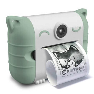 KidyPrint, verde, fotocamera digitale Kidywolf con funzione di stampa termica per bambini