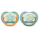 Philips Avent Ultra Air Schnuller mit fluoreszierendem Knopf, +18 Monate, 2 Stück, SCF376/23, Philips