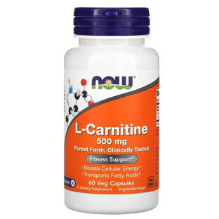 L-Carnitin, 500 mg, 60 vegetarische Kapseln, Now Foods
