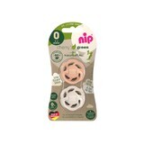 Set of 2 soothers with latex teat Cherry Green Girl, + 0 months, Nip