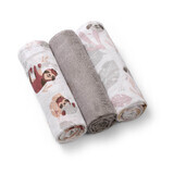 Muslin diapers, Grey, 3 pieces, Babyono