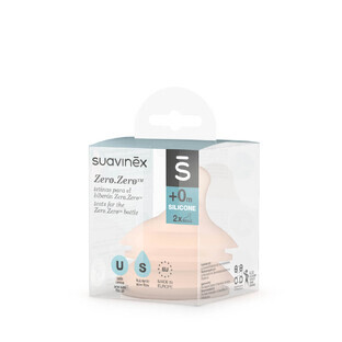 Slow flow nipples for feeding bottles Zero Zero Zero, 2 pcs, Suavinex