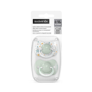 Suzeta fiziologica din silicon SX Pro Dreams, 6-18 luni, Verde, 2 buc, Suavinex