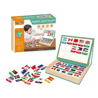 Magnetic educational puzzle with 45 flags and tables, + 3 years, AcSmart