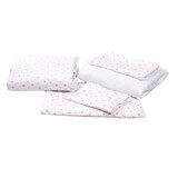 Set 6 pezzi di biancheria per culla, 120x60 cm, Stelle rosa, Fic Baby