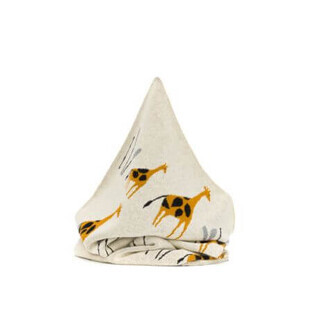 Couverture tricotée beige, motif girafe, 100x85 cm, Fillikid