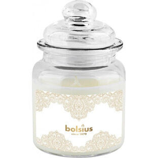 Bolsius Glass Golden Lace Lumânare parfumată albă 1×1 buc, dimensiune 79 x 129 mm