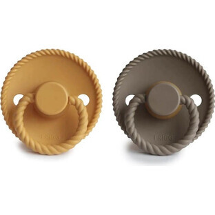 Rubberen fopspenen FRIGG Touw Honey Gold /Portobello 1×2 stuks, 0-6m, dubbele verpakking Rubberen fopspenen FRIGG Touw Honey Gold /Portobello 1×2 stuks, 0-6m, dubbele verpakking