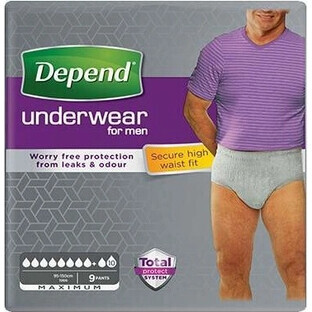 DEPEND MAXIMUM S/M für Männer 1×10 Stück, elastische Slips, Hüftumfang 95-130 cm