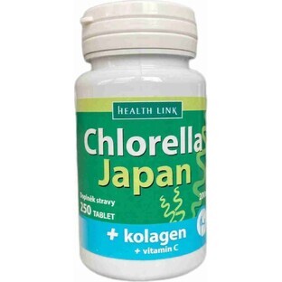 Health Link Chlorella Japan met collageen 1×250 tbl, Chlorella met collageen