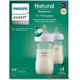 Philips AVENT Natural Response Glasflasche 240 ml, 1m+ 2 Stück 1×2 Stück 1×2 Stück, Glas