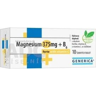 GENERICA Magnesium 375 mg + B6 forte mit Vitamin C 1×10 tbl, Nahrungsergänzungsmittel