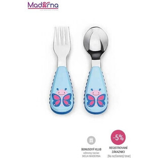 Zoo Lingură și furculiță din oțel inoxidabil Butterfly 12m+ 1×1 buc, ustensile pentru copii Zoo Lingură și furculiță din oțel inoxidabil Butterfly 12m+ 1×1 buc, ustensile pentru copii