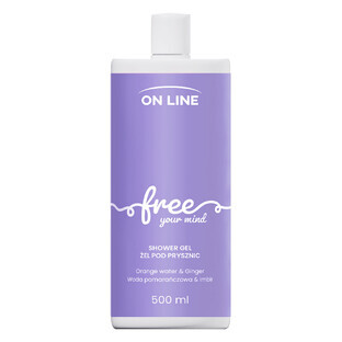 Gel de ducha On Line Free con agua de naranja y jengibre, 500 ml